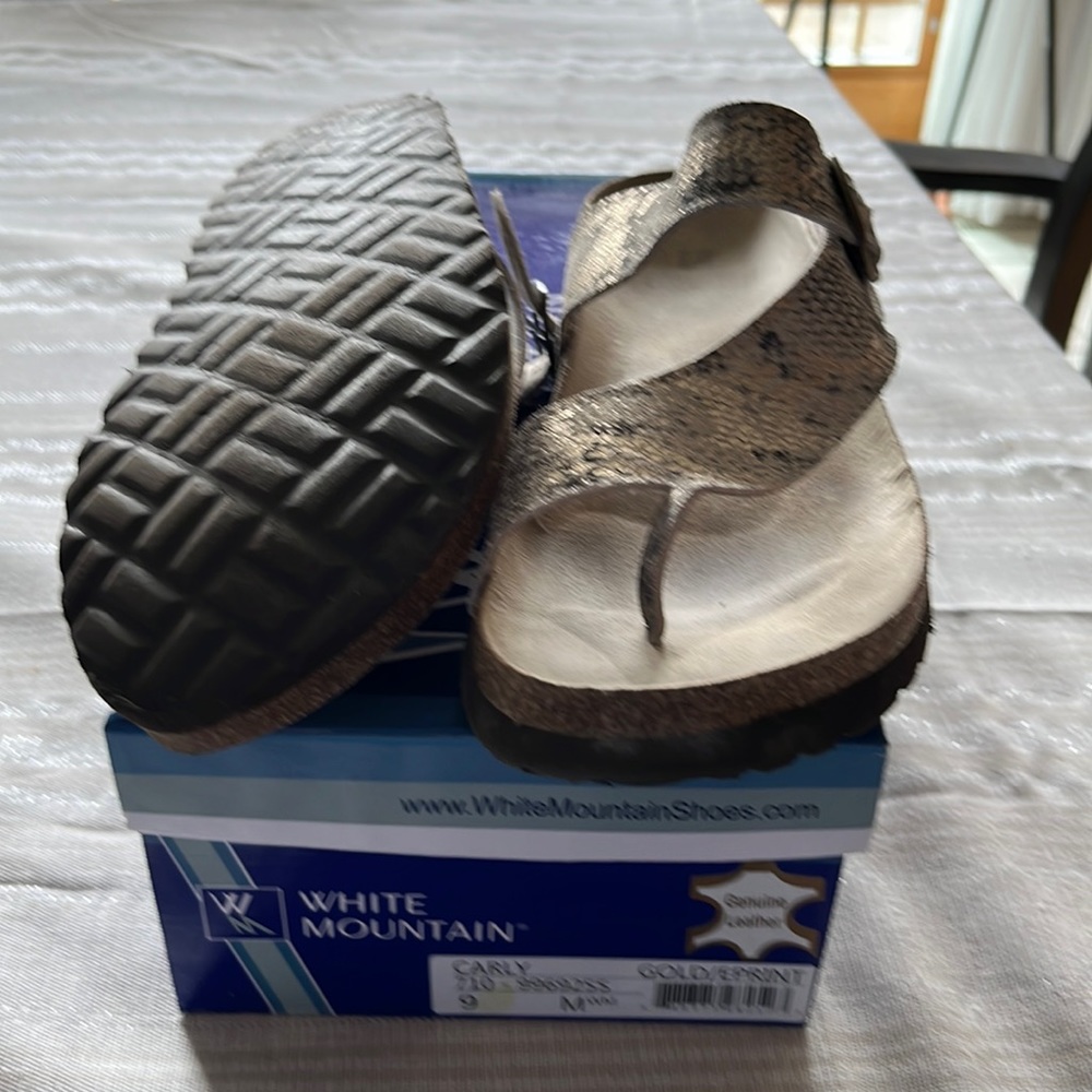 Metallic leather white mountain sandals size 9